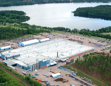 Aerial photo of telecom cable production facility in Falun